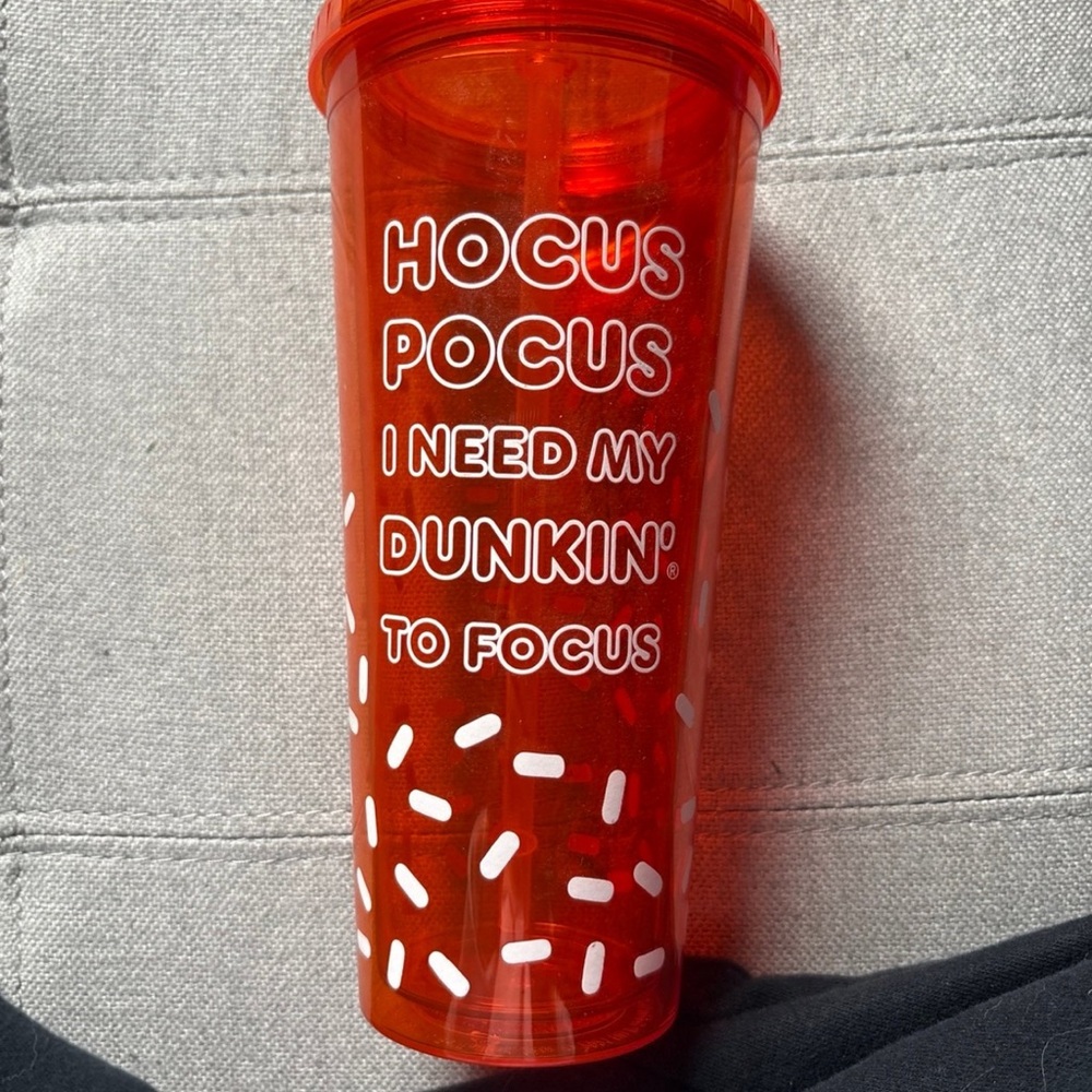 Dunkin' Red Tumbler with Straw
